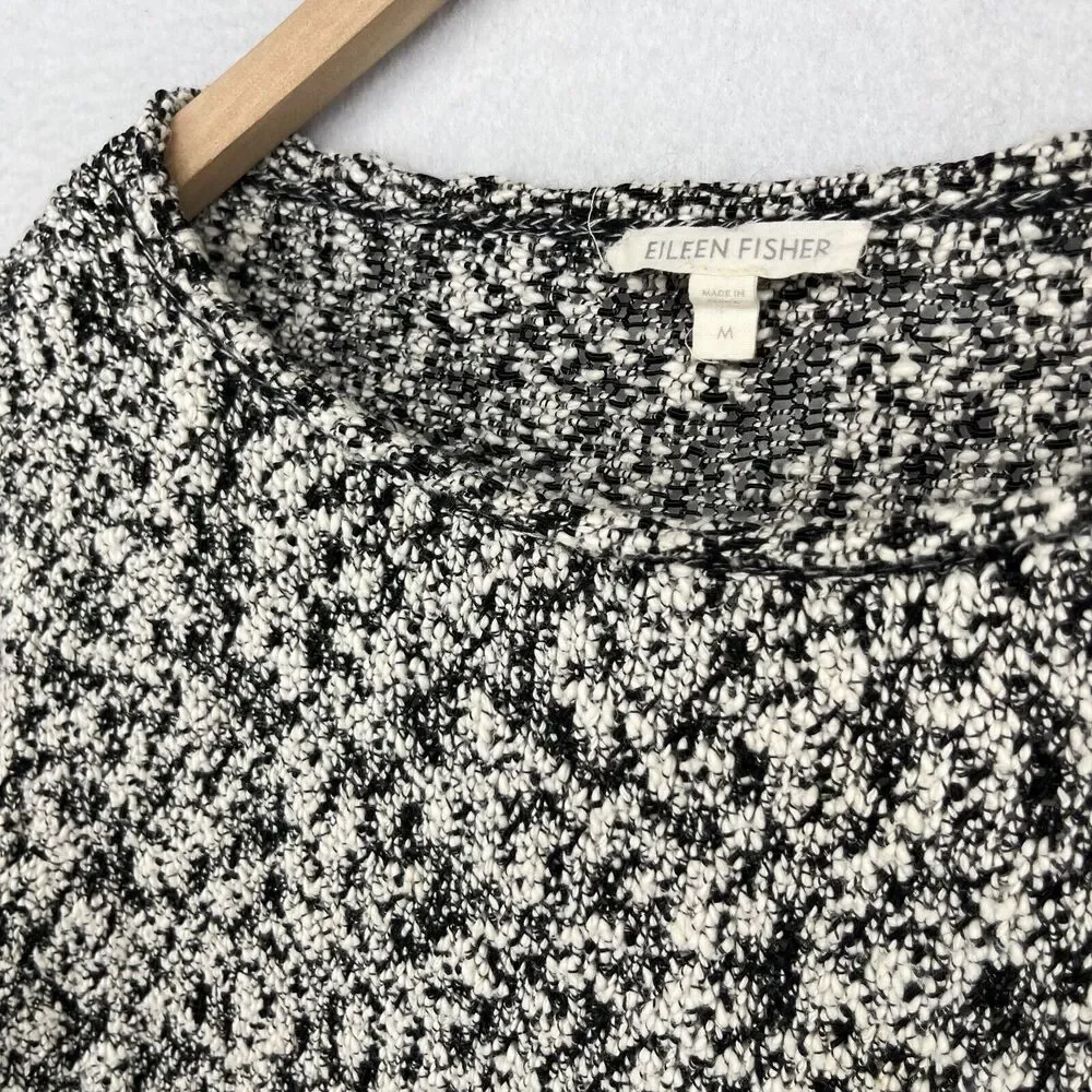 EILEEN FISHER Sweater M Cotton Viscose Slub Melange Chunky Knit Pullover Gray - Picture 6 of 16